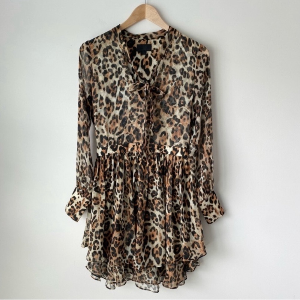 Intermix Tilley Leopard Print Mobwife Silk Mini Dress Size XS (P), EUC